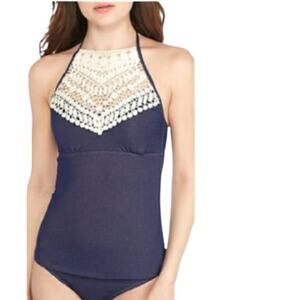 True Craft Junior's 2 Piece Swimsuit Size Small Blue Halter Swimwear Beach